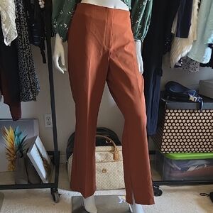 I Love Tyler Madison ILTM Cognac Brown Slit Hem Flare Pants